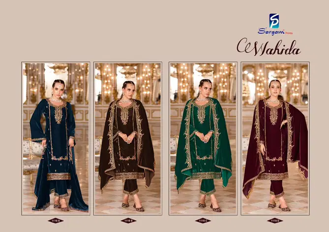 Wahida By Sargam Velvet Heavy Designer Salwar Suits Catalog